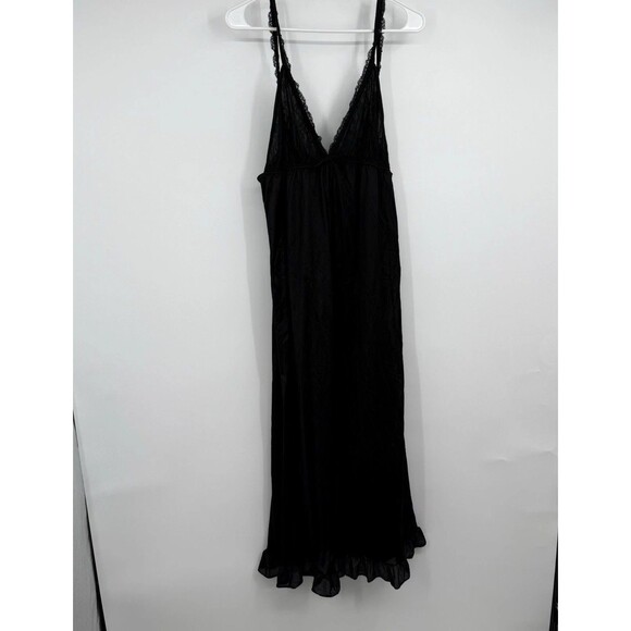 Dara Jane VTG Black L Maxi Long Lingerie Slip Dress Witchy Gothic Dark Romantic - Picture 1 of 14
